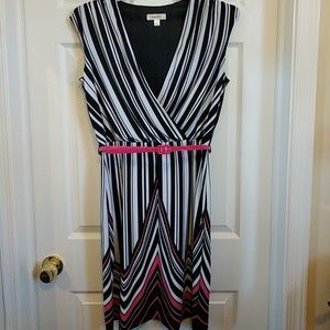 Pink and black dress.